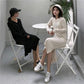 Autumn Mid-length Over-the-knee Bottoming Skirt Sweater Women's Pullover Polo Collar Loose and Thin Knitted Split Dress