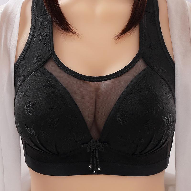 Large Size No Steel Ring Thin Tube Top Embroidered Jacquard Sexy Gathering Comfortable Breathable Adjustable Bra
