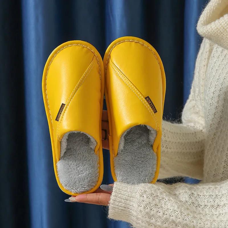 Autumn and Winter Pure Cotton Slippers Indoor Non-slip Soft-soled Shoes Warm Simple Plush Cotton Shoes