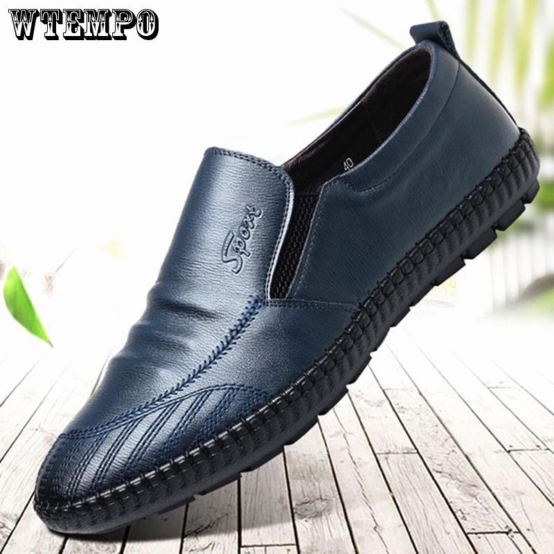 Fashion Men Genuine Leather Shoes Lace Up Casual Footwear Men Soft Flat Base Shoes