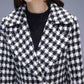Black and White Plaid Woolen Coat Women's Mid-length Slim Temperament Coat Double-sided