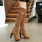 Women High Boots Stiletto High Heels Ladies Elastic Knee-high Boots Autumn  Winter Knit Plus Velvet Boots