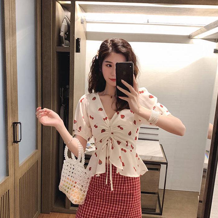 Summer Women Retro Plaid High Waist Skirt Anti-light Thin Bag Hip Skirts Mini A-line Skirt