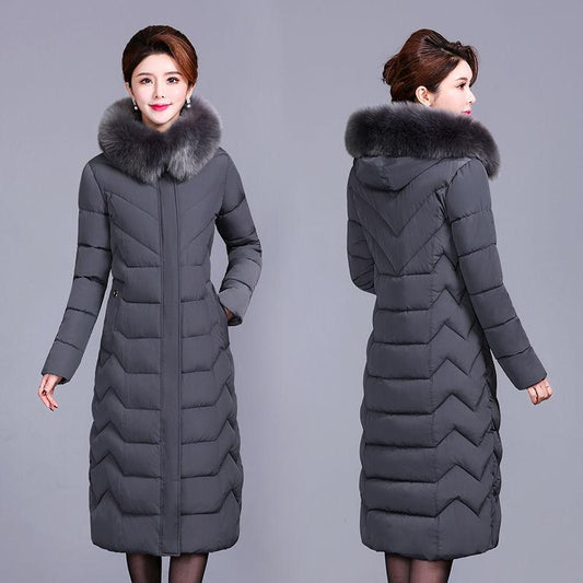Long Over-the-knee Thick Cotton-padded Jacket Middle-aged and Elderly Winter Jacket Cotton-padded Jacket Plus Size Cotton-padded Jacket for Ladies