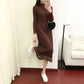 Autumn Winter Knitted Mid-length Sweater Women's Knee-length Loose Base Dress