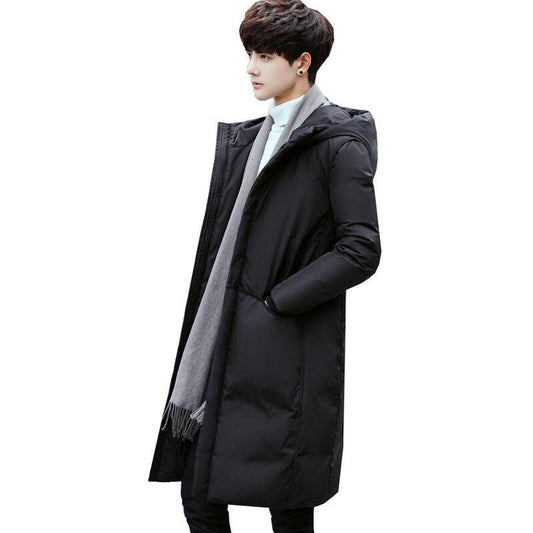 Men's Medium Length Down Jacket Winter White Duck Down Warm Down Jacket