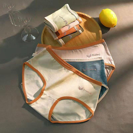 4PCS Girls Cute Underwear Ladies Sexy Underwear Cotton Graphene Antibacterial Inner Crotch Mid-waist Breathable Underwear Panties