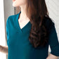 Ladies Dress Solid Color Five-quarter Sleeves Spring and Summer V-neck Large Pockets Pure Cotton Sweat-absorbing Soft and Comfortable
