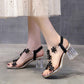 Women's Summer Roman Sandals All-match Fashionable Women's Shoes Crystal Transparent Chunky Heel High Heels