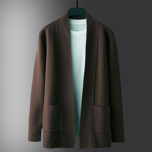 Autumn Mid-length Cardigan Sweater Men's Korean Version of The Trend of Knit Sweater Personality Thin Coat Youth Line Clothes Outer Wear