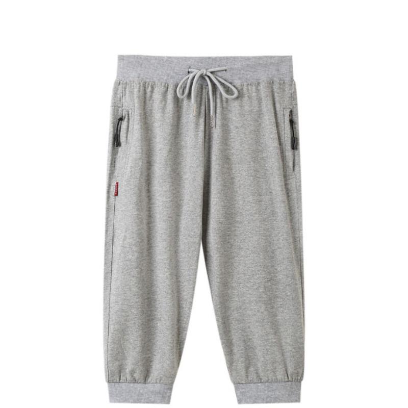 Lightweight Cotton Sports Cropped Trousers with Zipper Pockets Female Student Harem Pants Summer Loose and Thin Pants