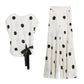 Polka Dot Chiffon Women's Two-piece Loose Wide-leg Pants Round Neck Sleeveless Bow-knot Shirt Chiffon Fabric Light and Breathable
