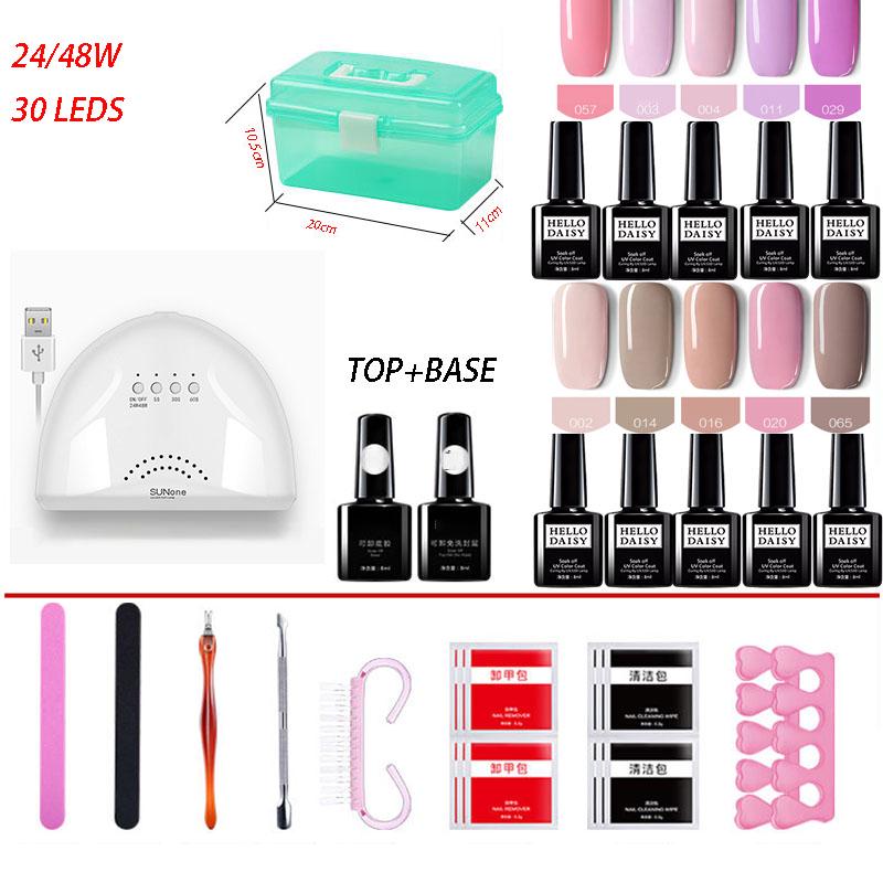 Gel Polish Nail Art Manicure Tools Kit UV LED Nail Lamp Dryer Nail Set Kit Gel Varnish Set