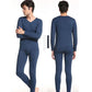 Men Winter Autumn Clothes V-neck Tops Pants Male Tight Suit Windproof Comfortable Soft Lining Long Sleeve High Elasticity Thermal Underwear