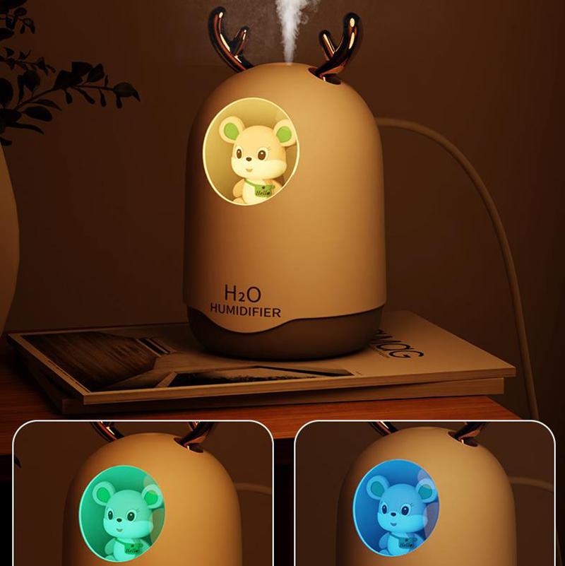 360ml Cute Mouse Indoor Air Humidifier USB Electric Sprayer Mute Aroma Diffuser Portable Air Purifier