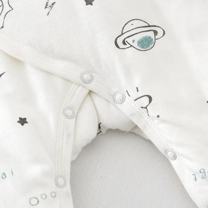 0-6 Months Newborn Baby Autumn and Winter Clothes Baby Pure Cotton Bias Thickened Cotton One-piece Clothes Climbing Clothes Autumn