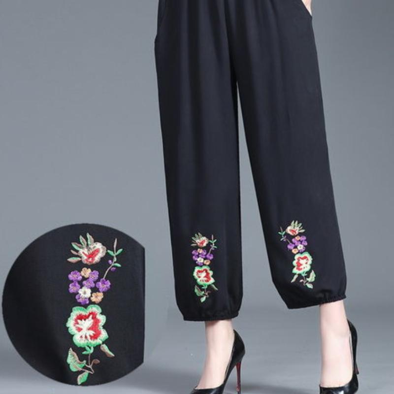 Summer Cotton Linen Radish Pants Ethnic Wind Complex Harem Pants Casual Loose Large Size Bloomers Women