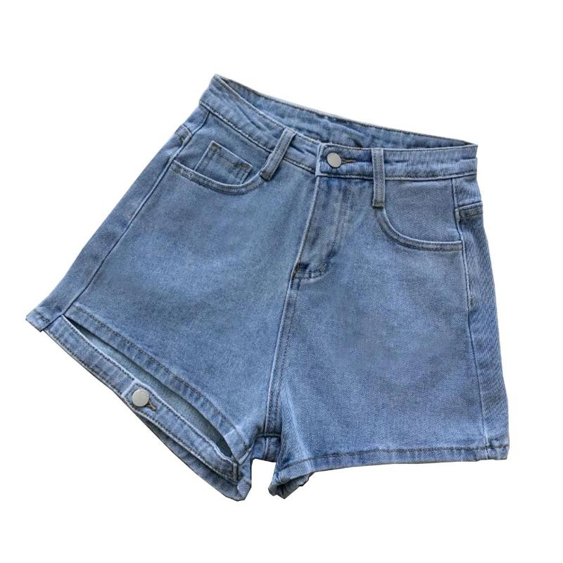Plus Size Women's Korean Style Summer High Waist Buttoned Denim Shorts Fashion Thin and Long Legs Wide-leg Pants
