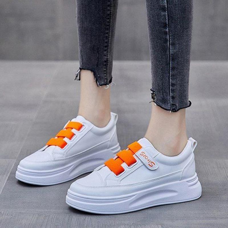 Velcro White Shoes Women Spring All-match Thick-soled Korean Students Casual Breathable Sneakers