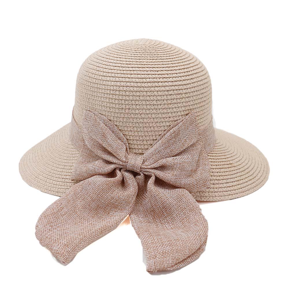 Straw hat Stylish vintage style linen bow summer straw hat