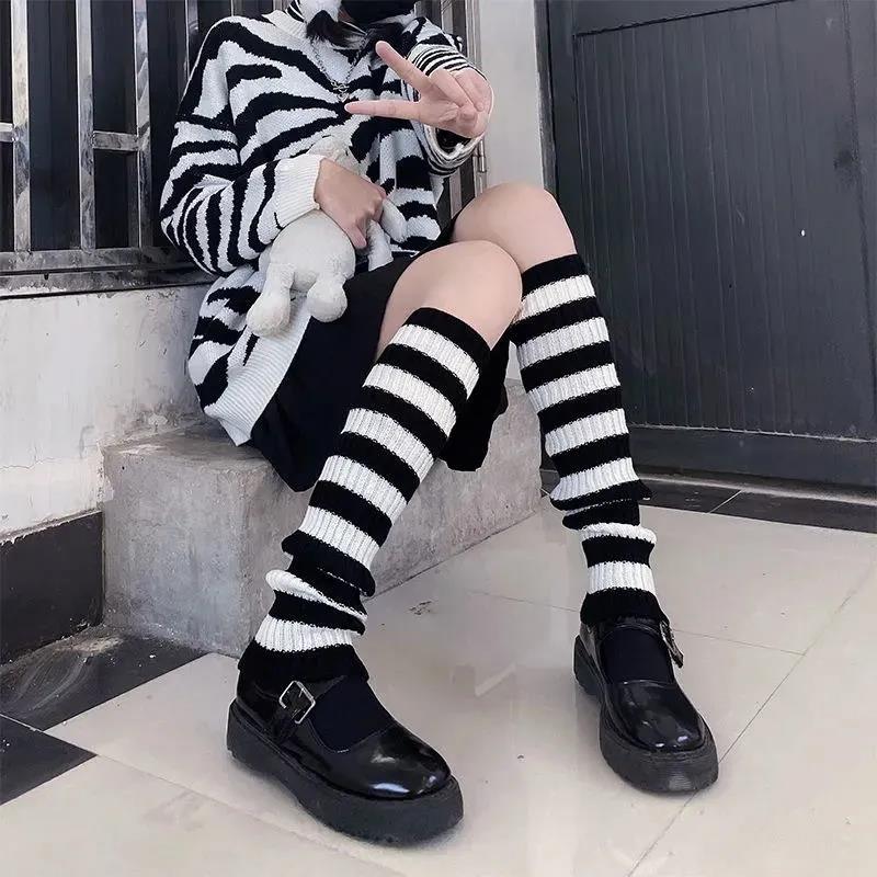 LOLITA Soft Sister Striped Piles Stockings Set Female Autumn and Winter Students Knit Thick Middle Tank Socks Japanese JK Leggings Set