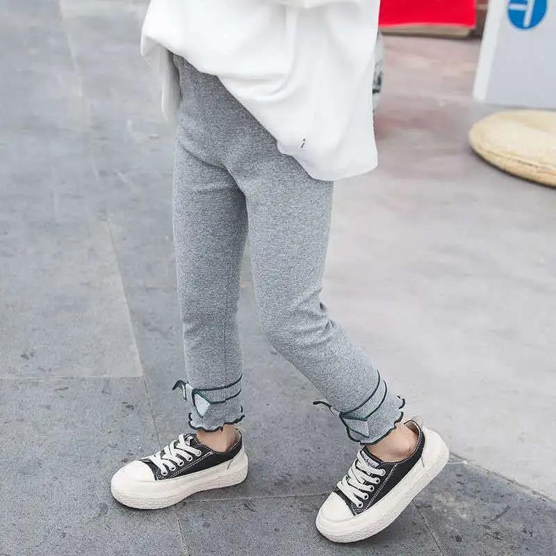 Girls' Leggings Spring and Autumn All-match Outer Wear Trousers Casual Pants Solid Color Slim Stretch Pants Foot Pants