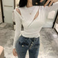 Scheming Zipper Stretch Fashion Top All-match Slim Solid Color Jacket Long-sleeved Knitted Sweater Design