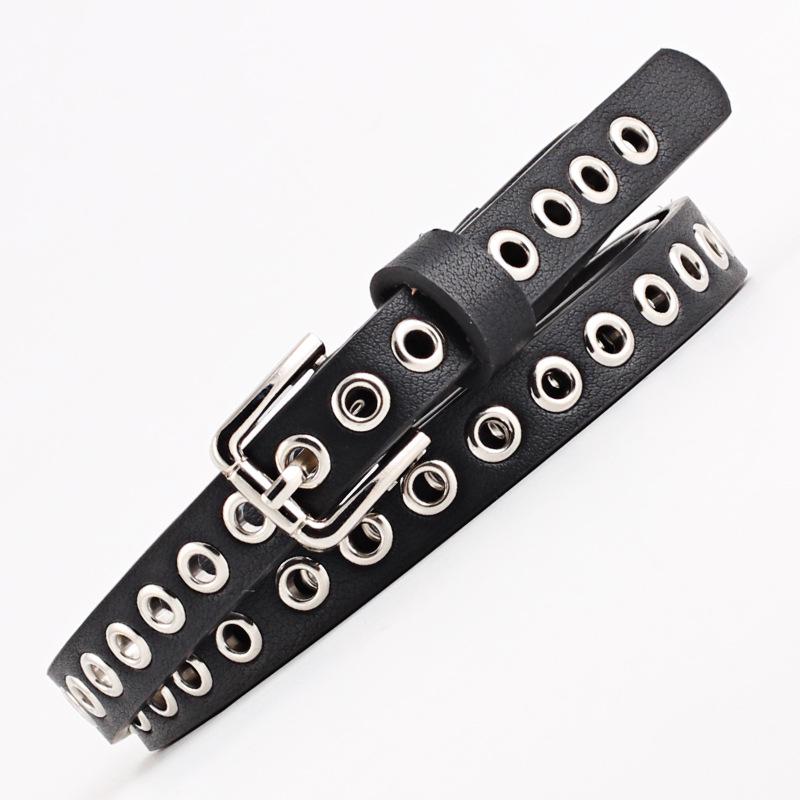 Metal Ring Waist Belt Women Skinny Waist Belt Thin Leather Waistband Strap