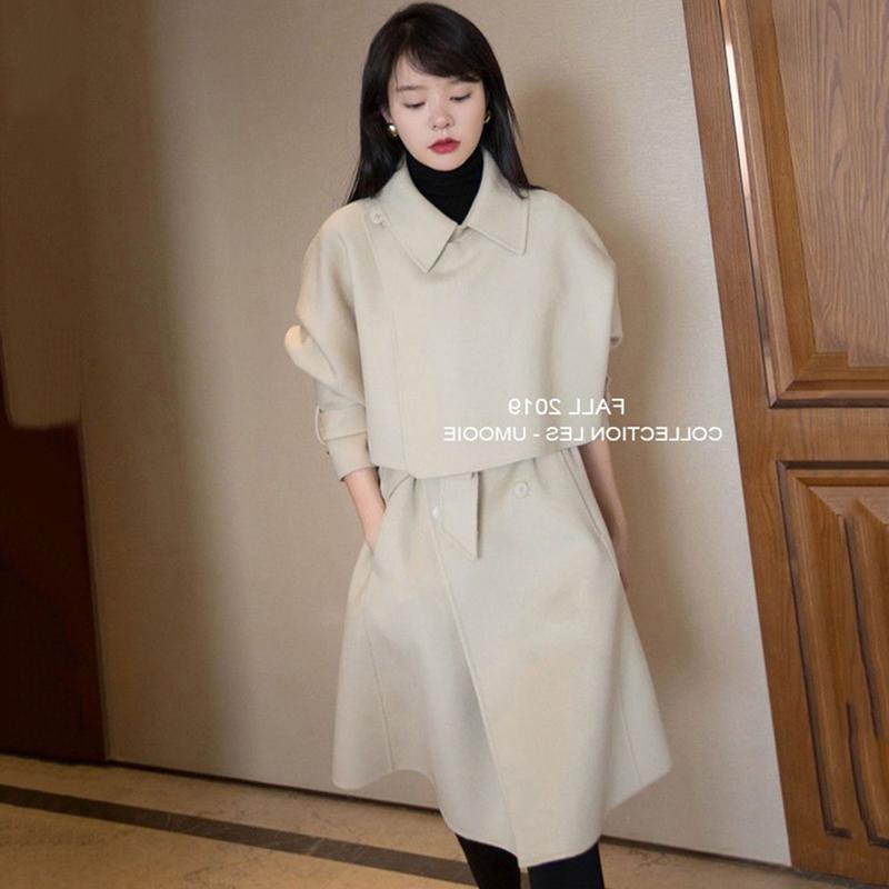 Two-piece Thermal Insulation Woolen Two-piece Short Autumn and Winter Woolen Coat Women's Mid-length Woolen Vest A-line Skirt