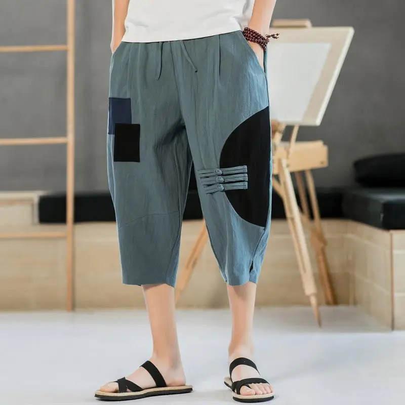 Men's Casual Shorts Loose Large Size Harem Pants Summer Thin Straight Pants Home Essential Breathable Comfortable Cropped Pants