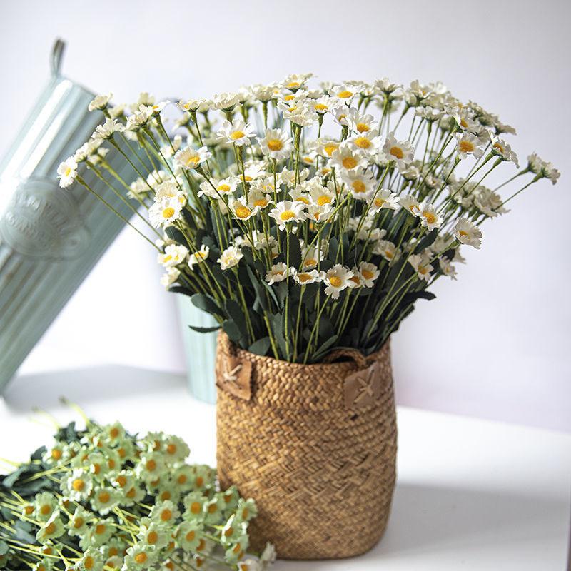 Artificial Flower Small Daisy Fake Flower Home Decoration Flower Silk Flower American Chamomile Dried Flower Countertop Display Bouquet Wildflower