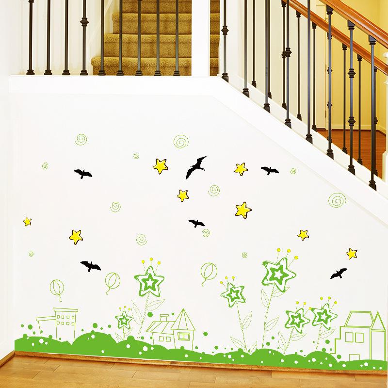 Five-pointed star garden skirting wall stickers room decoration kindergarten classroom wallpaper