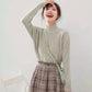 Pofulove 3 Colors Women Sweet Warm Pullover O-Neck Loose Knitted Blouse Solid Color Girly Sweaters