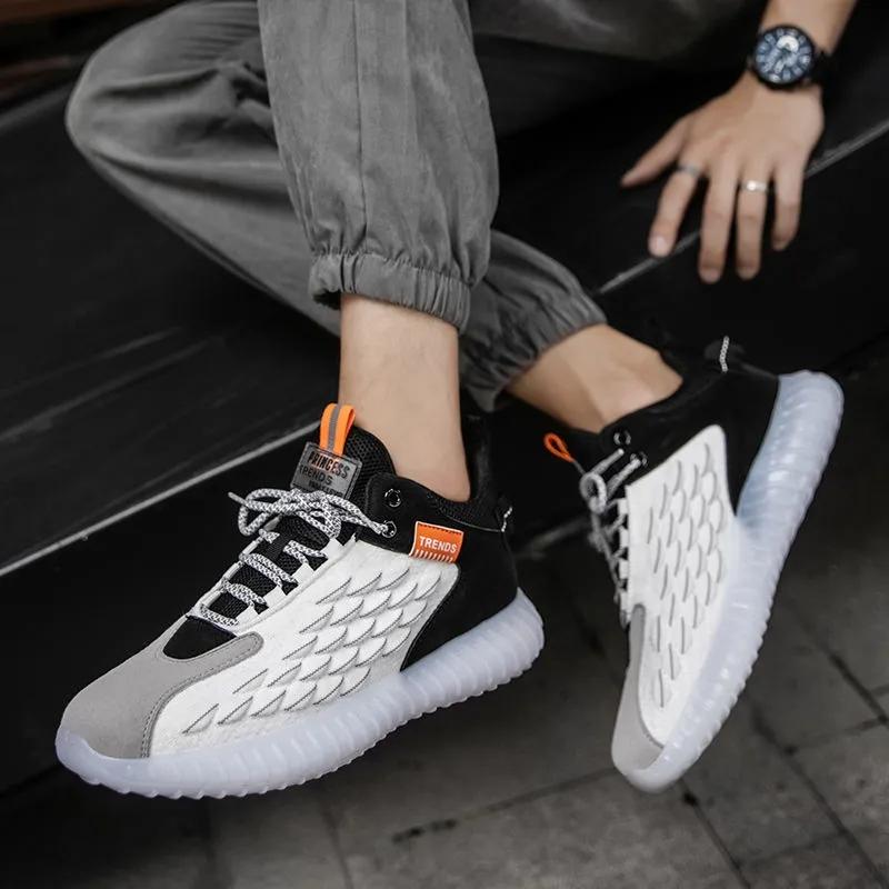 Men's Coconut Shoes Autumn Korean Version All-match High-top Shoes Boys Sports Shoes Students Casual Shoes Fitness Shoes Mesh Shoes