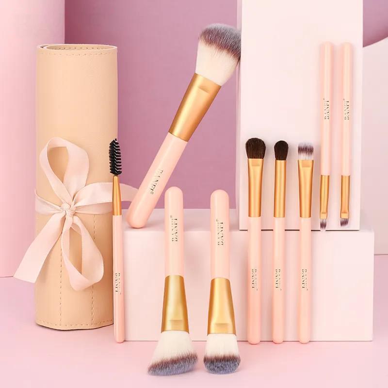 9pcs Animal Hair Makeup Brush Set Soft Hair Eye Shadow Brush Makeup Bag Beauty Makeup Full Set