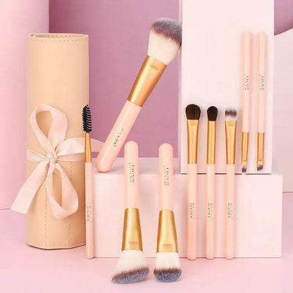9pcs Animal Hair Makeup Brush Set Soft Hair Eye Shadow Brush Makeup Bag Beauty Makeup Full Set