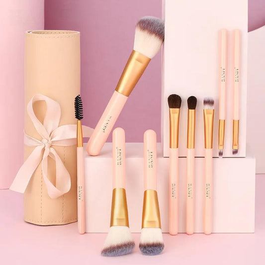 9pcs Animal Hair Makeup Brush Set Soft Hair Eye Shadow Brush Makeup Bag Beauty Makeup Full Set