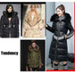 High-end Shiny Parka Jacket Winter Women's Long Slim Padded Jacket Thicken Waterproof Hooded Parka Coat with Faux Fur Collar