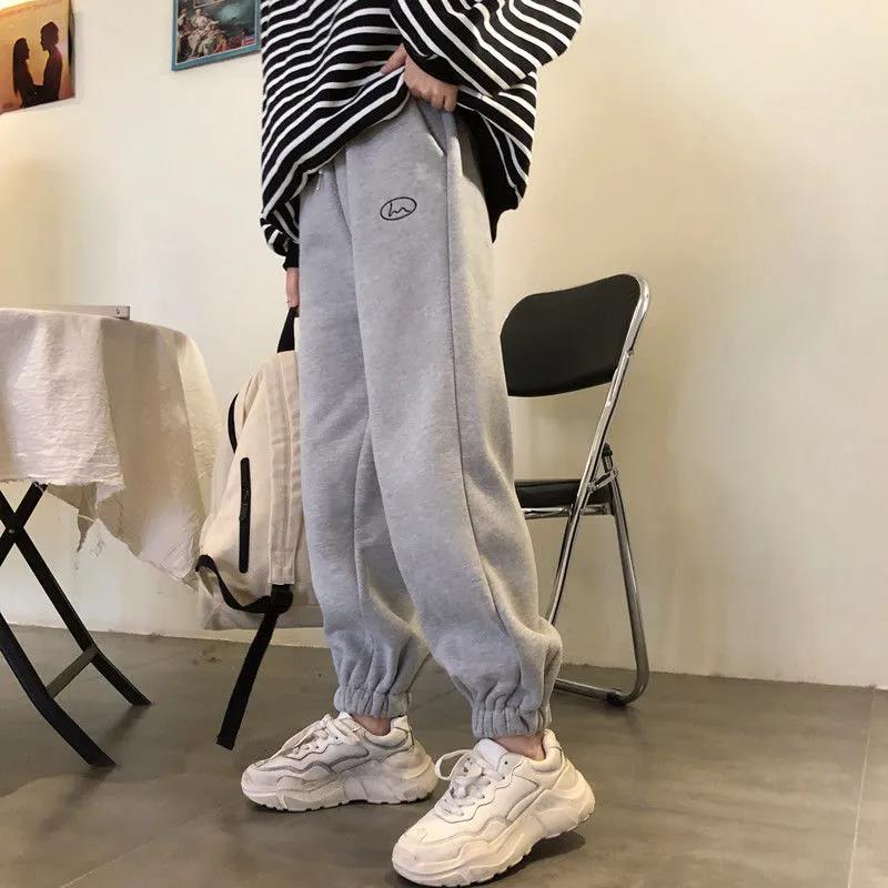 Winter Retro Plus Velvet Casual Sports Pants Women's Tide Ins Korean Version of Loose and Thin Students Beamed Harlan Pants