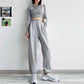 Women's Gray Sports Pants Autumn and Winter Leisure Loose Leggings Sweatpants Slim Straight All-match Wide-leg Pants Fitness Jogging Trousers