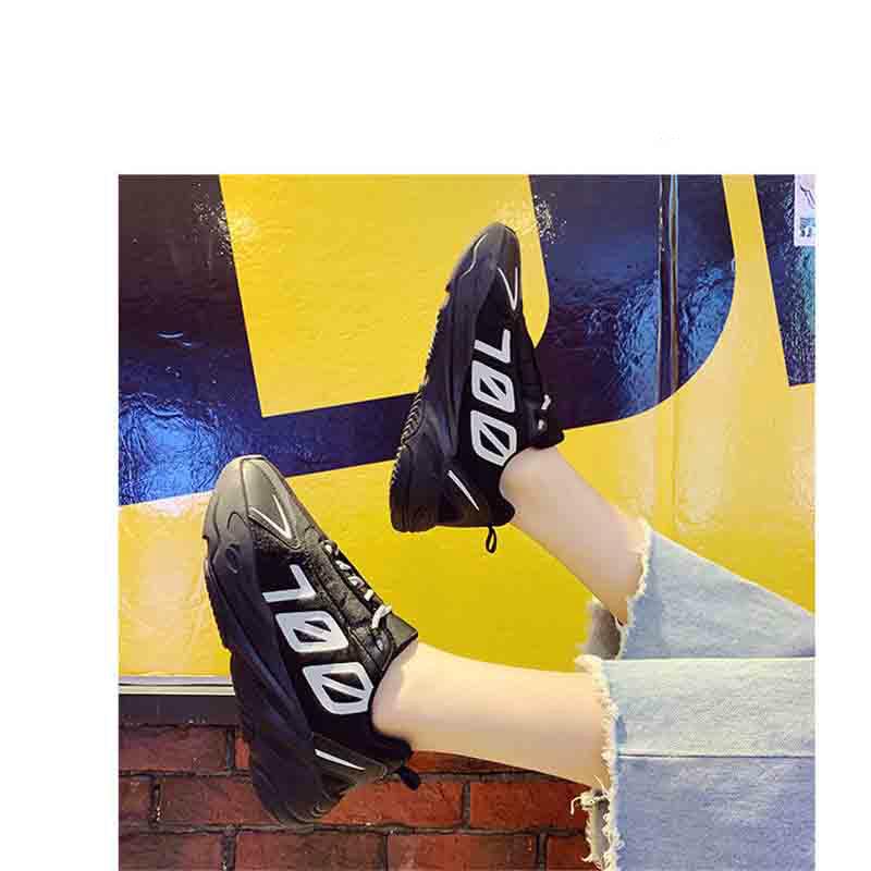 Sports shoes street shot reflective black shoes female 700 breathable running shoes comfortable