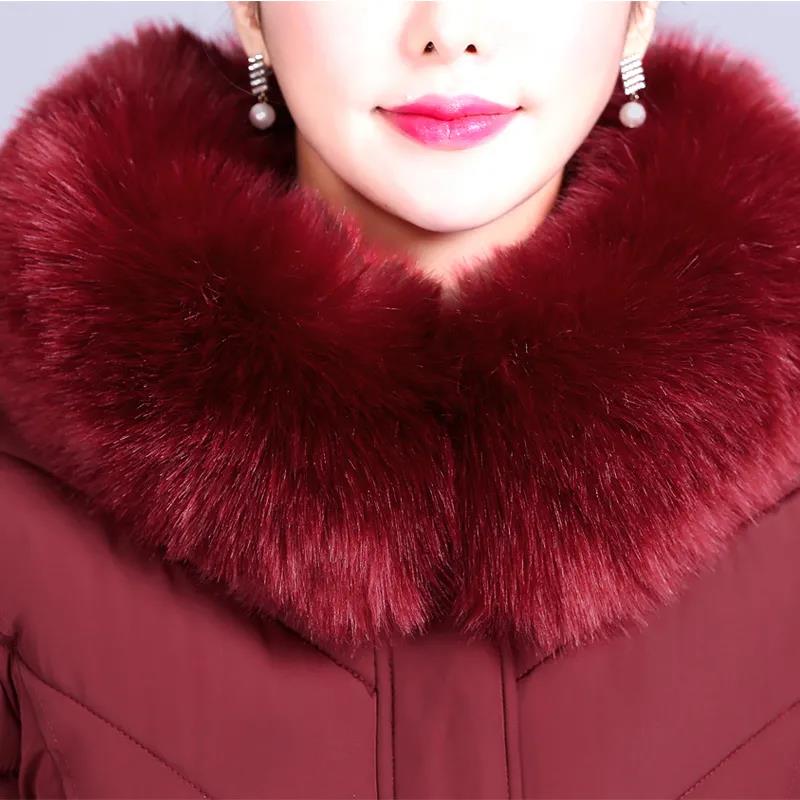 Long Over-the-knee Thick Cotton-padded Jacket Middle-aged and Elderly Winter Jacket Cotton-padded Jacket Plus Size Cotton-padded Jacket for Ladies