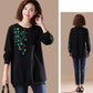 Women Ladies Long Sleeve Loose Blouse Summer Round Neck Casual T-Shirts Tops Clothing embroidery Casual Soft Pullover