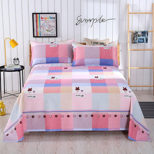 Three-piece Bed Sheet, One-piece Bed Sheet Two Pillowcases Old Coarse Cloth Bed Pure Cotton Thick Bedding Naked Sleeping Removable and Washable