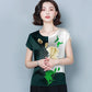 Short-sleeved Round Neck T-shirt Sunscreen Ice Silk Fabric Ladies Plus Size Loose Casual Printed Top Women