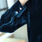 V-Neck Gold Velvet Pullover Tops Women Autumn Solid Slim Long Sleeve T-Shirt Elegant Bottoming Tees