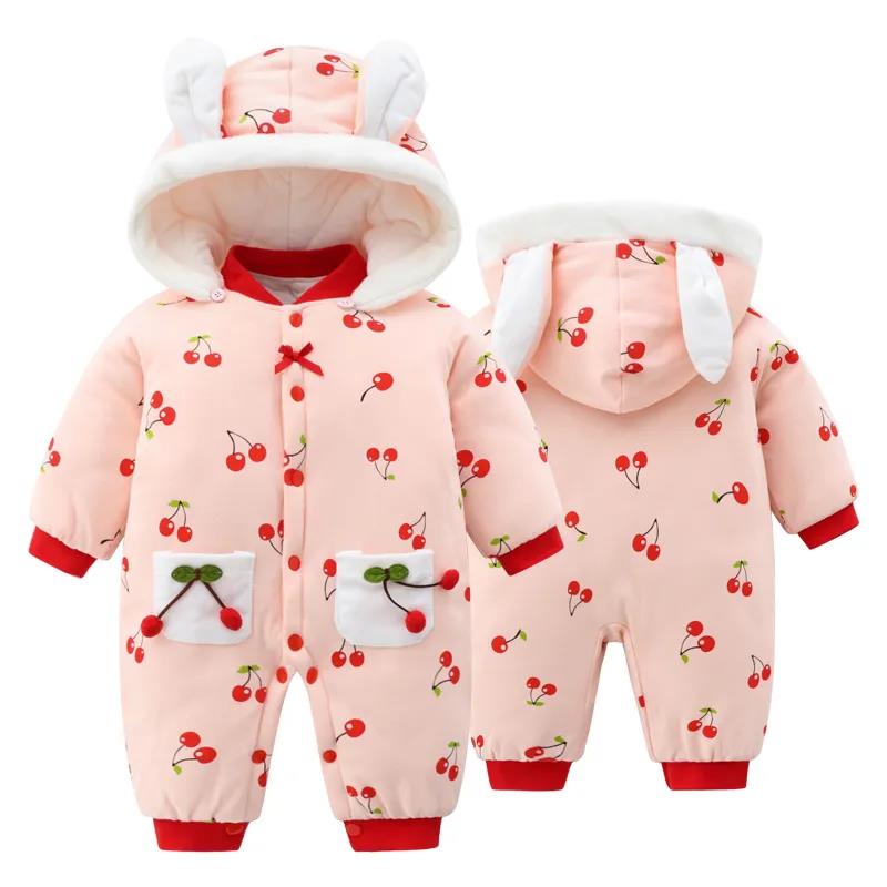 Newborn Baby Men's and Women's Baby One-piece Clothes Winter Clothes with Cotton Thickened Warm and Lovely Foreign Style Go Out Cotton Padded Jacket
