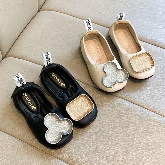 Girls' Leather Shoes Spring and Autumn Shallow Mouth Princess Single Shoes Soft-soled Shoes Children's Flat Bottom