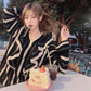 Design Sense Sweater Women's Outer Wear Autumn  Winter Retro Loose Ruffled V-neck Long-sleeved Sweater Top