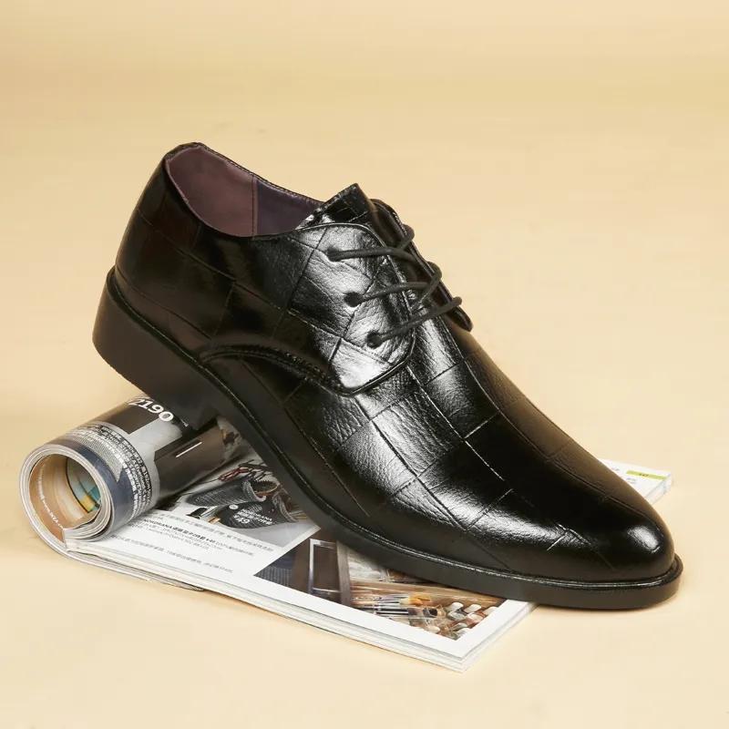 Men's Leather Shoes British Style Pointed Business Formal Leather Shoes Youth Students Comfortable Breathable Leather Shoes Wedding Groom Shoes